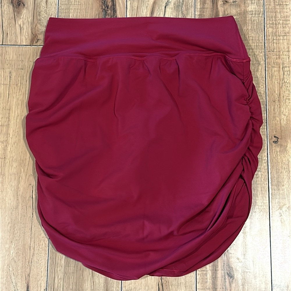 Athleta TRANSEND SKORT XL Burgandy ROUCHED - Picture 2 of 6